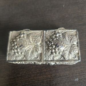 Possible antique two compartment pill box. Maybe Victorian, silverplate.